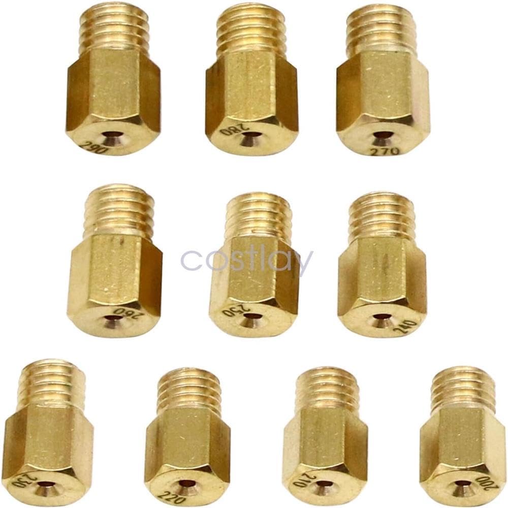 10pcs/kit Hex Type Main Jets for VM/TM/TMX Carburetor 200-290 220 for Genuine for OEM Replacement