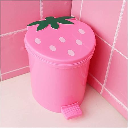 Amazon.com: BxuxJar Strawberry Trash Can, Cute Bathroom Pink Trash Can ...
