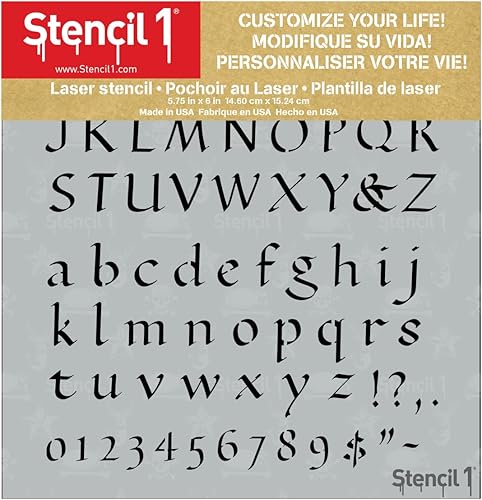 Miniatura 6 de Stencil1 Plantillas de letras de caligrafía de 1/2 pulgada, letras y números, alfabeto minúscula y minúscula de Mylar para pintar a mano, dibujo y