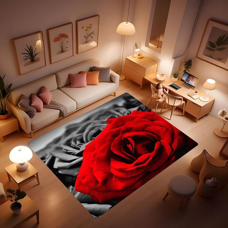 Tapete decorativo grande para sala, diseño rosa romántico miniatura 3