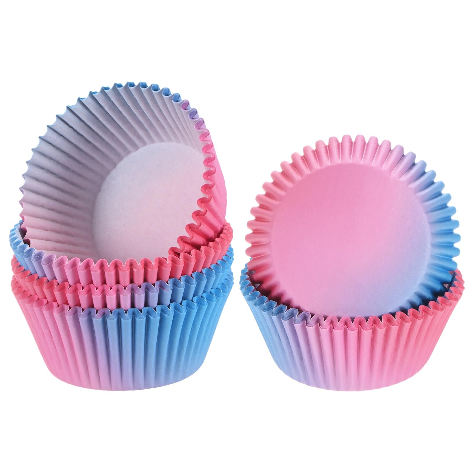 M METERXITY 100-Pack Standard Cupcake Liners for Baking, Greaseproof Cupcake Wrappers for Wedding/Birthday/Party/Christmas[Pink-Blue Gradient ]