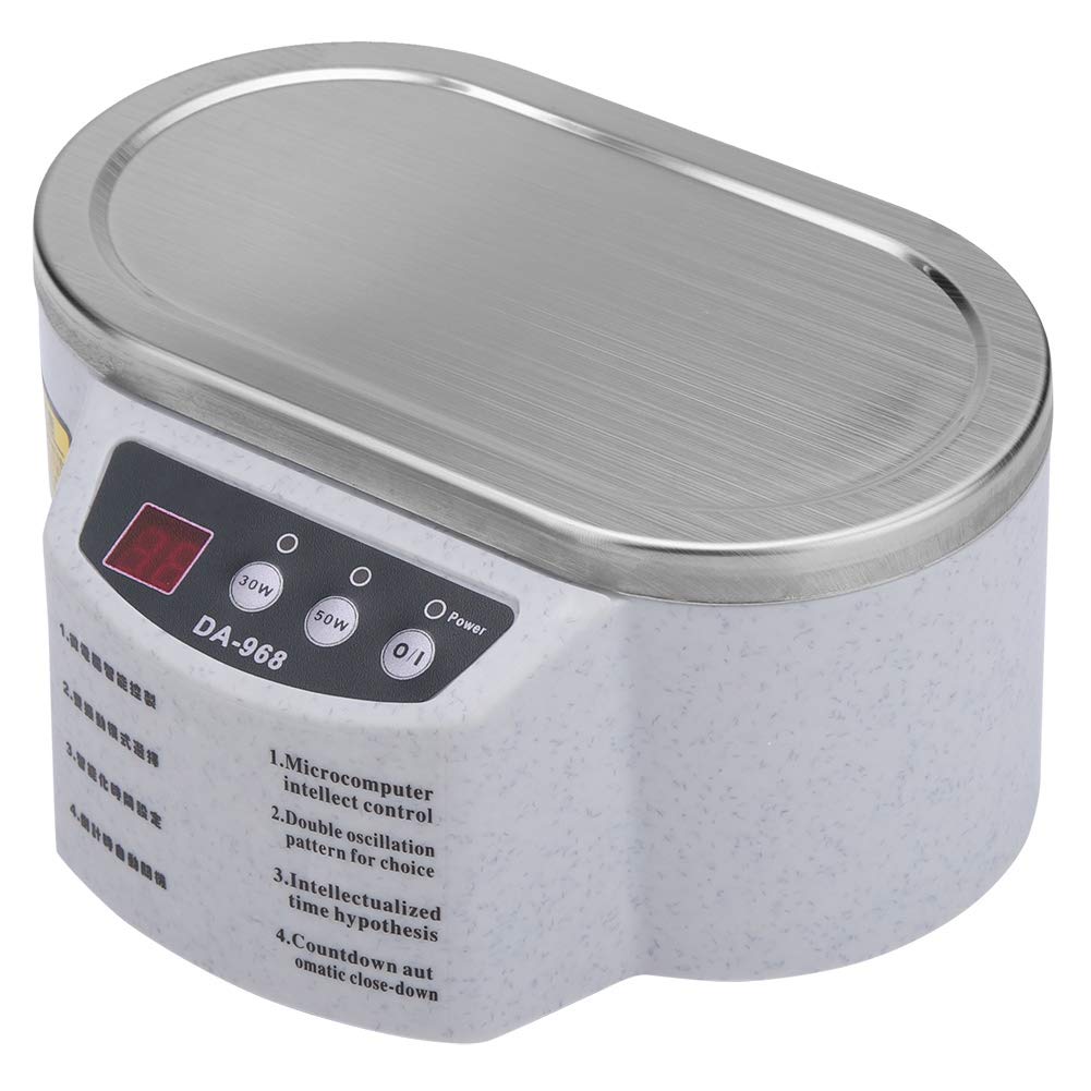 Limpiador Ultrasónico, Acero Inoxidable 600 ml Limpiador Profesional Rápido y Potente de Joyería Máquina de Limpieza Gafas Resistente y Duradera para Anillo Collar Anteojos Espejo Piezas Metal etc(UE)