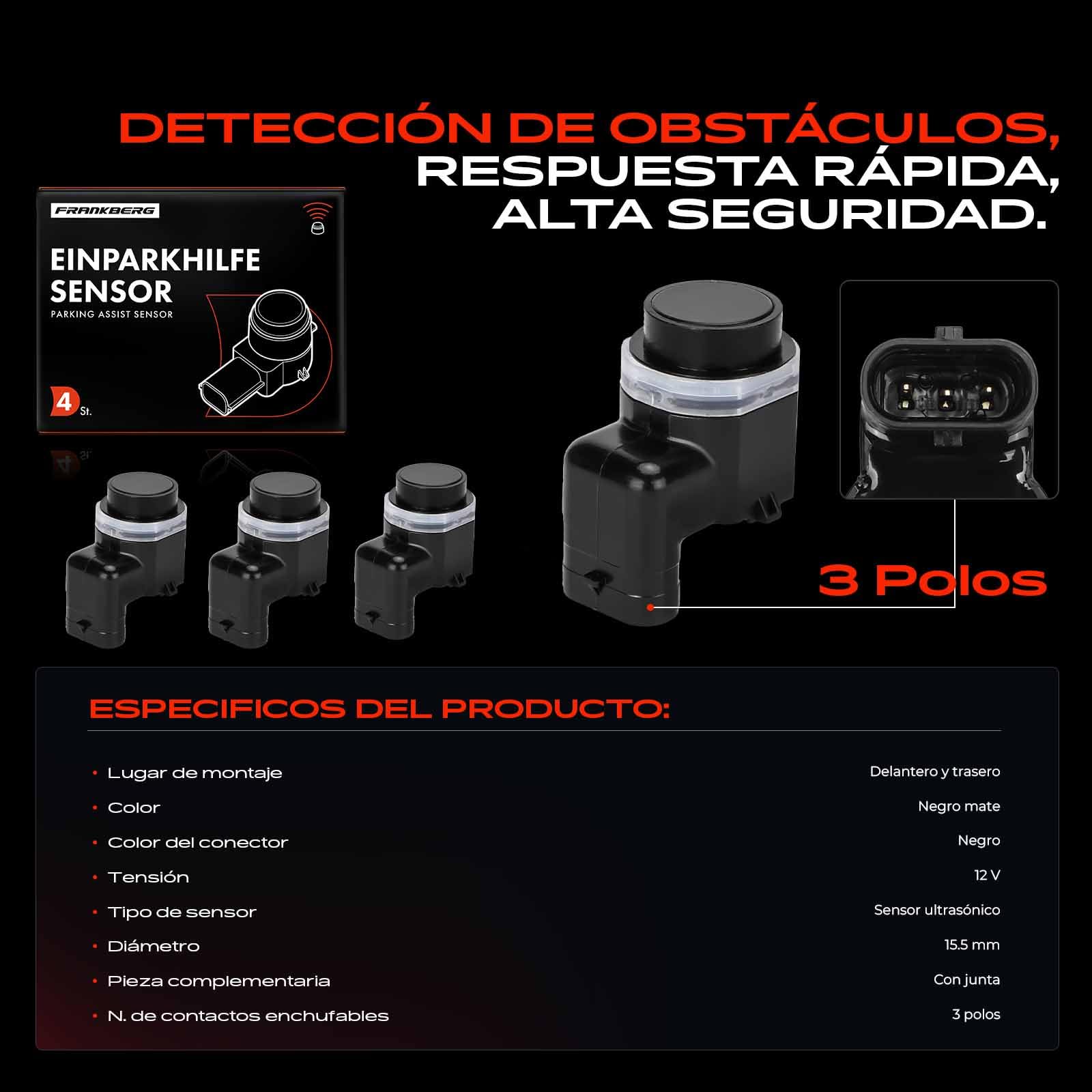 Frankberg 4 sensores de aparcamiento delanteros y traseros 66209139868 | Compatible con X3 E83, X6 E71 E72, X5 E70