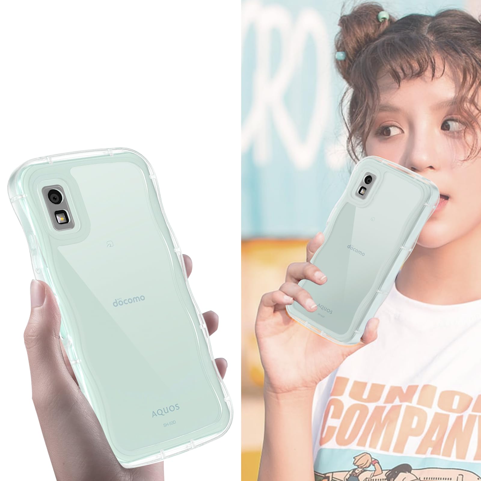 Amazon.co.jp: AQUOS wish3 ケース クリア ウェーブ SH-53D TPU波状の