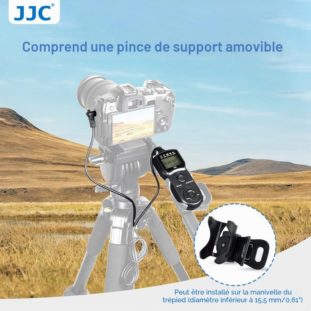 JJC Télécommande de Minuterie avec Trépied Support Pince pour Canon EOS R50V R100 R6 R6II R7 R8 R RP R10 800D 760D 700D 650D 200D 100D 1300D 1200D 1100D 77D 80D 70D G1X G3X G5X Remplacement RS-60E3