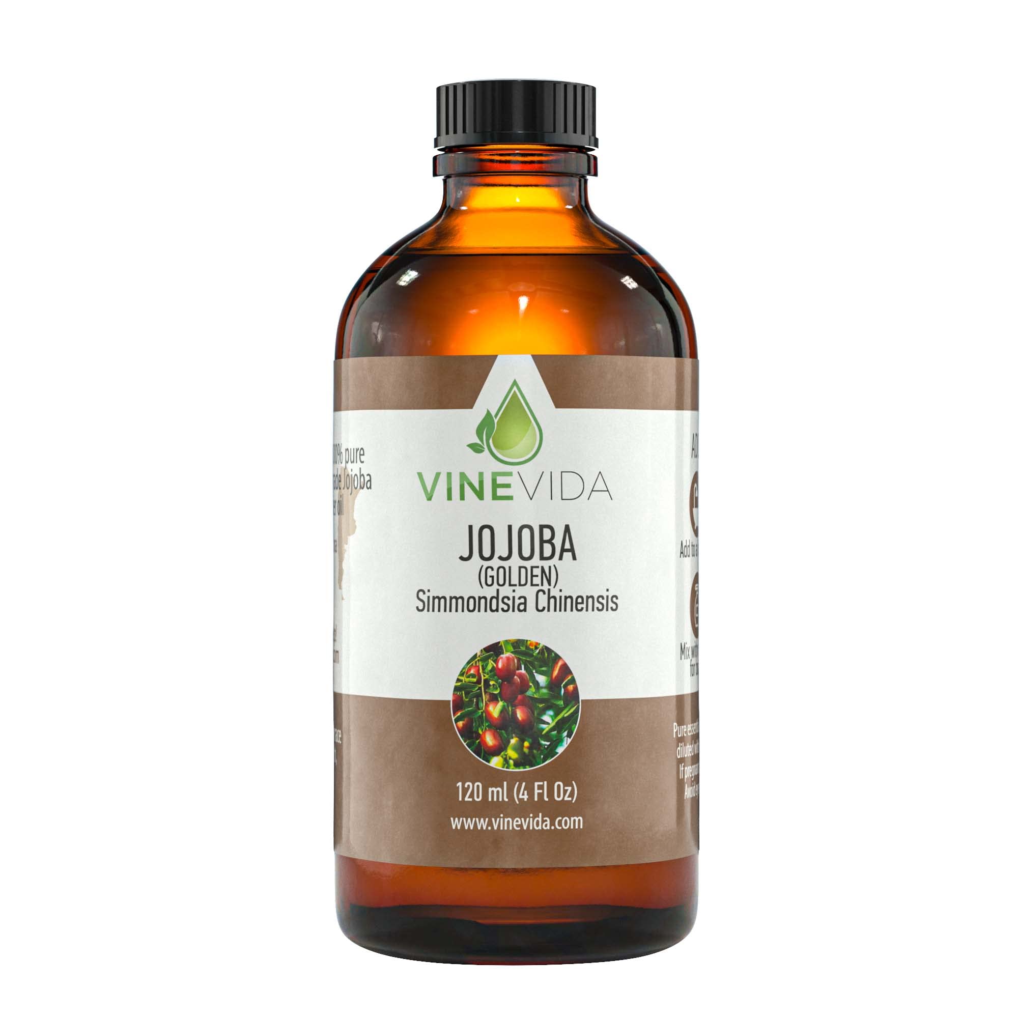 VINEVIDA Jojoba Carrier Oil - 4 oz Undiluted - DIY Candle Scents - Bulk for Soap Making & Skin Safe