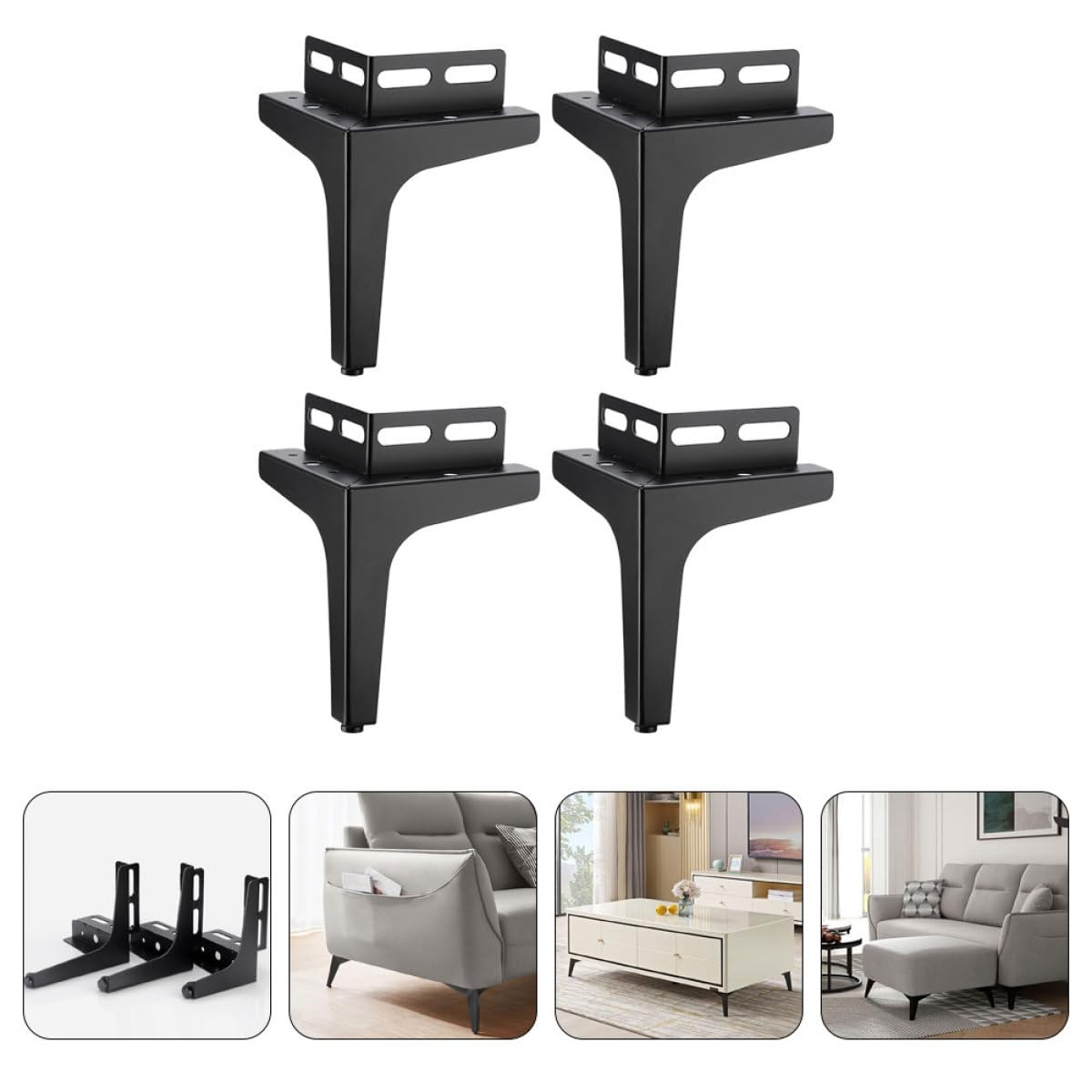 Gambe per Mobili 4 Pezzi in Acciaio Laminato Freddo Piedini per Armadietti e Divani, Design a Tre Punte per Uso in Soggiorno e Camera da Letto