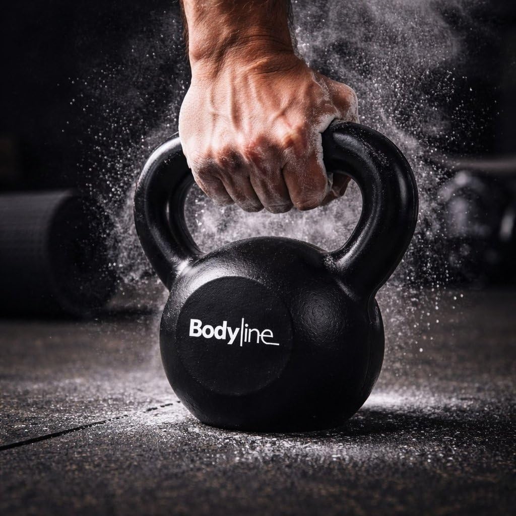 Bodyline Hantle kulowe z żeliwa, 12 kg, profesjonalne rosyjskie hantle do treningu funkcjonalnego, studia fitness i domowego fitnessu z ergonomicznym uchwytem