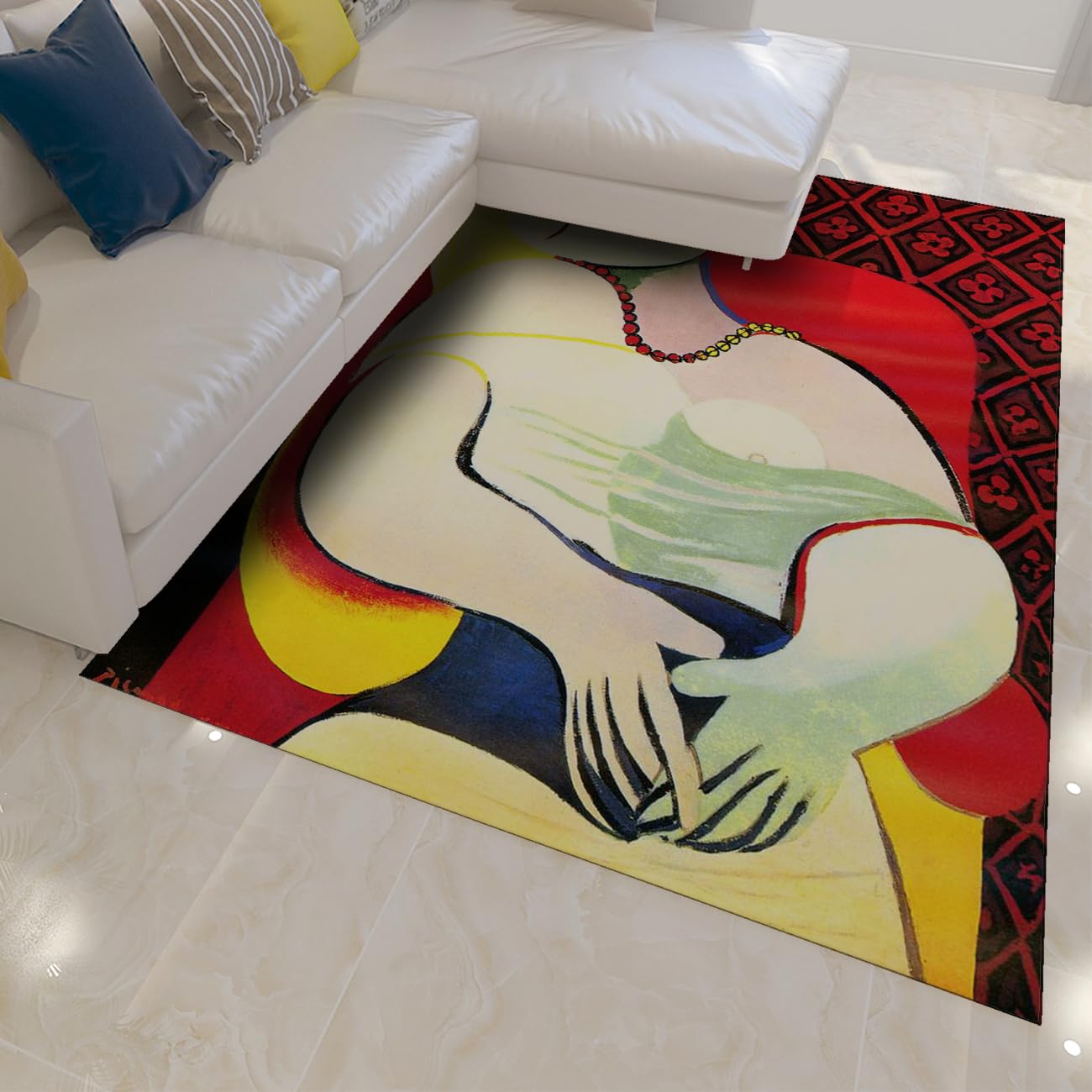 Tapis Lavable 120x160cm Le Rêve Cubisme Ras Antidérapant