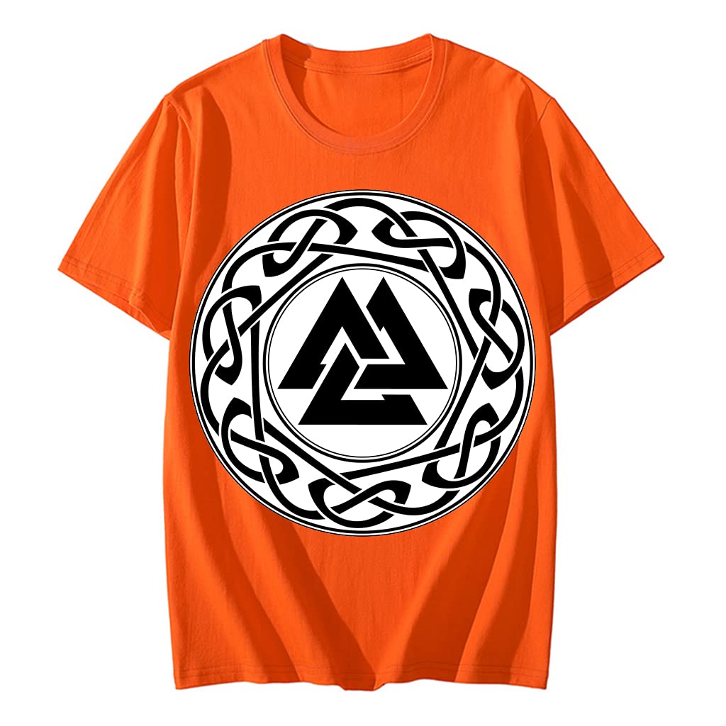 T-shirt court viking homme coton anti-transpiration orange XXL imprimé 3D durable