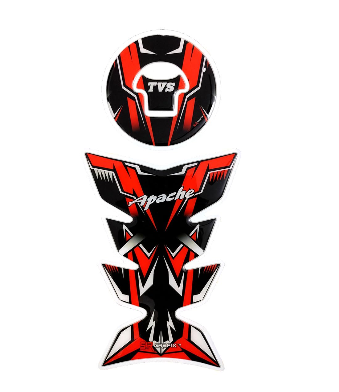 AutoMopix ® Combo Apache Red Dynamic Customize Vinyl Tank Pad & Fuel Cap Sticker