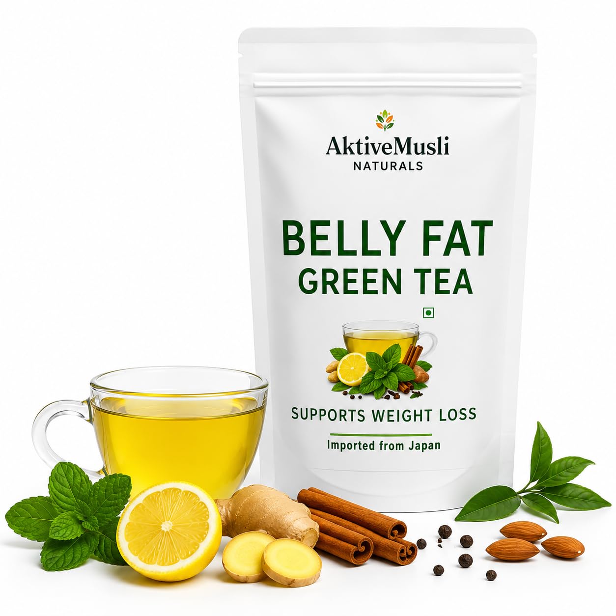Bally fat Lemon Green Tea Leaf for Weight Loss | 100% Natural Green Tea-image-35