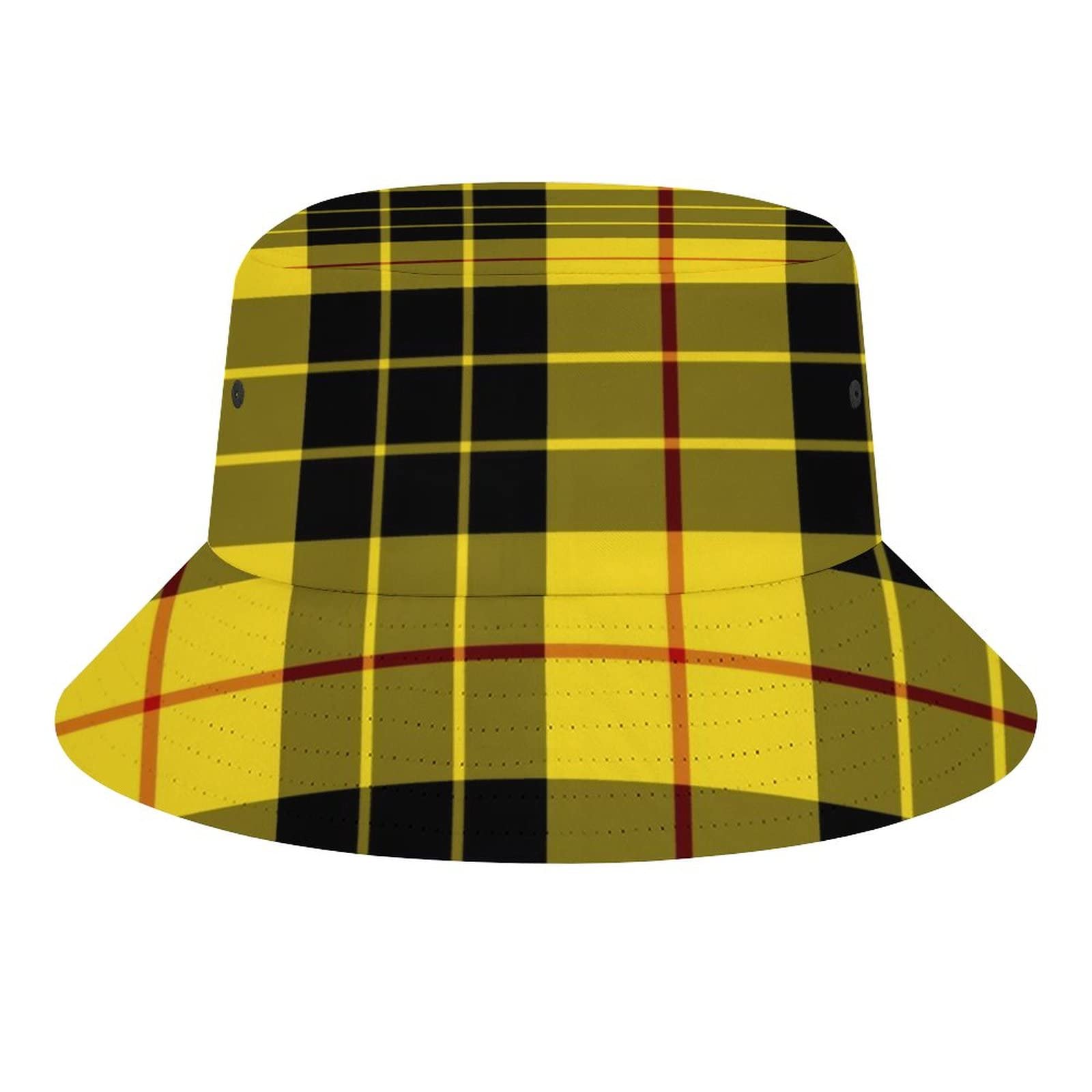 FWJZDSP Macleod Clan Bright Yellow and Black Tartan Bucket Hats Sun Cap Packable Outdoor Fashion Fisherman's Hat for Women and Men
