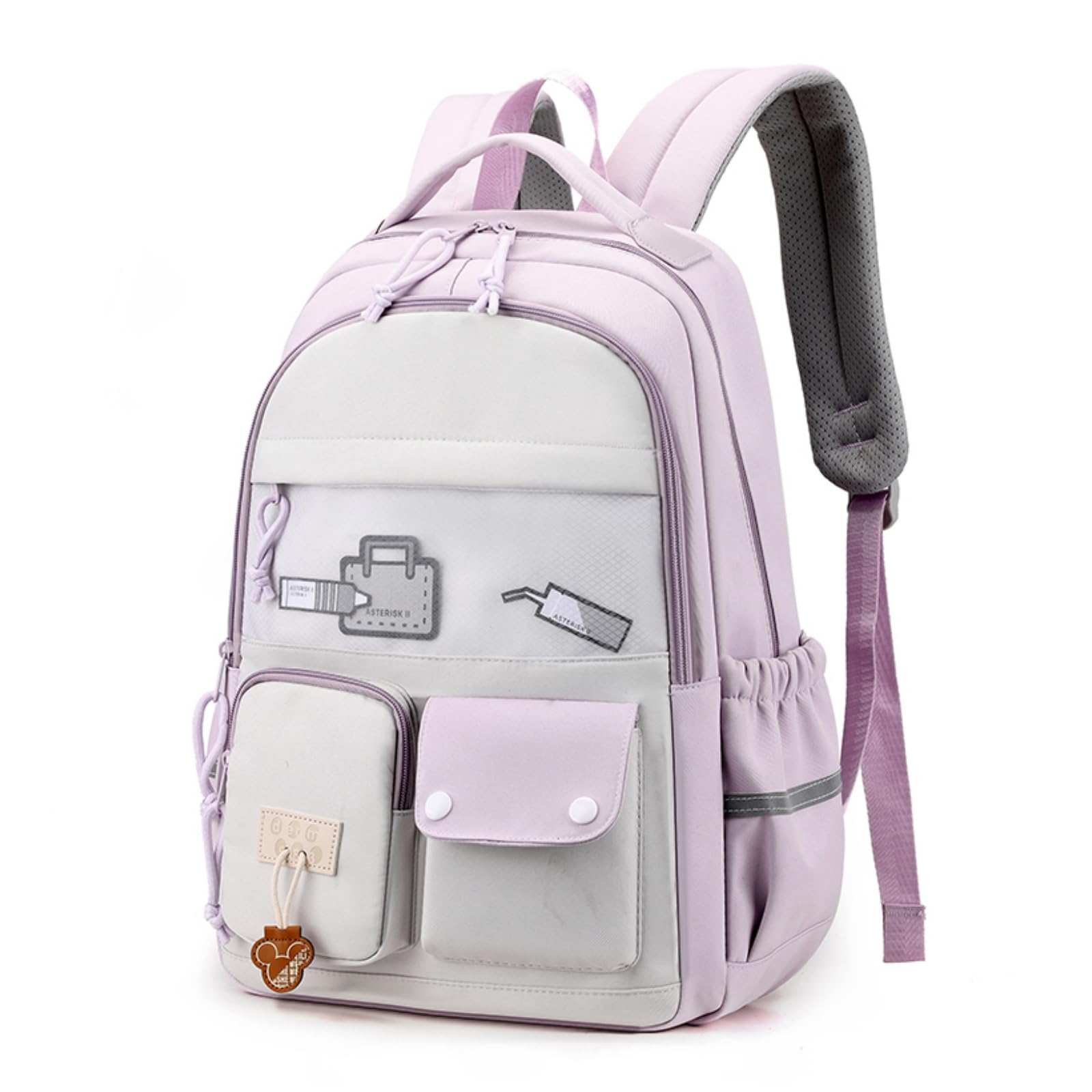 IvyH Mochila Escolar para Niñas Adolescentes - Elegantes Mochila Instituto para Portátil de 15,6 pulgadas- Bolso Escolar Informal Grande Impermeable para Chicas y Chicos de 9 a 18 años, Morado
