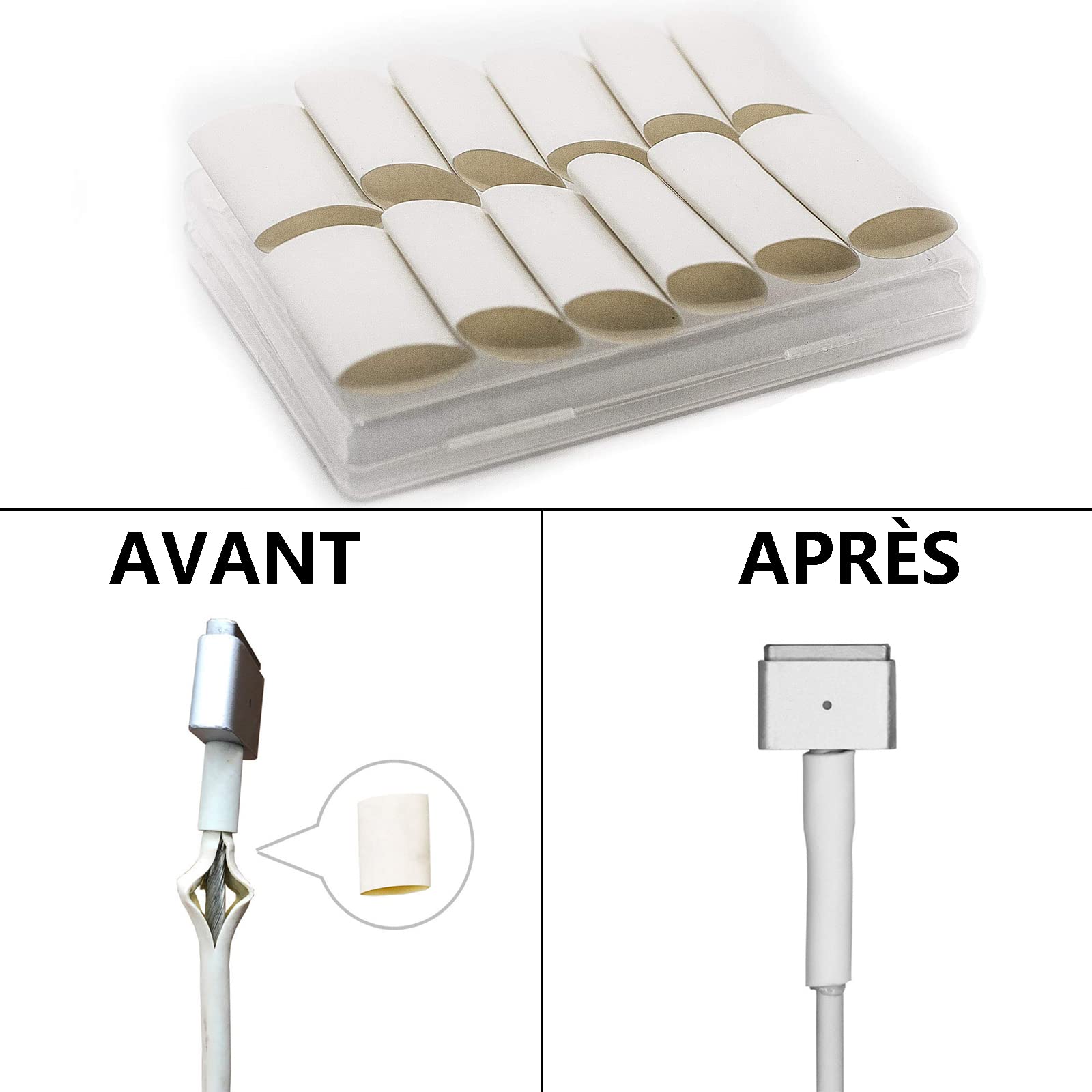 Kit 20 Gainés Thermorétractables Étanches Blanches 3:1 – 6/8/10/12 Mm – Réparation Câbles Téléphones, Écouteurs Et Électroniques