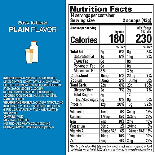 Healthy Height Grow Daily Protein Powder (Plain) - Developed by Pediatricians - High in Protein Nutritional Shake - Contains Key Vitamins & Minerals with No Added Sugar - Image 6