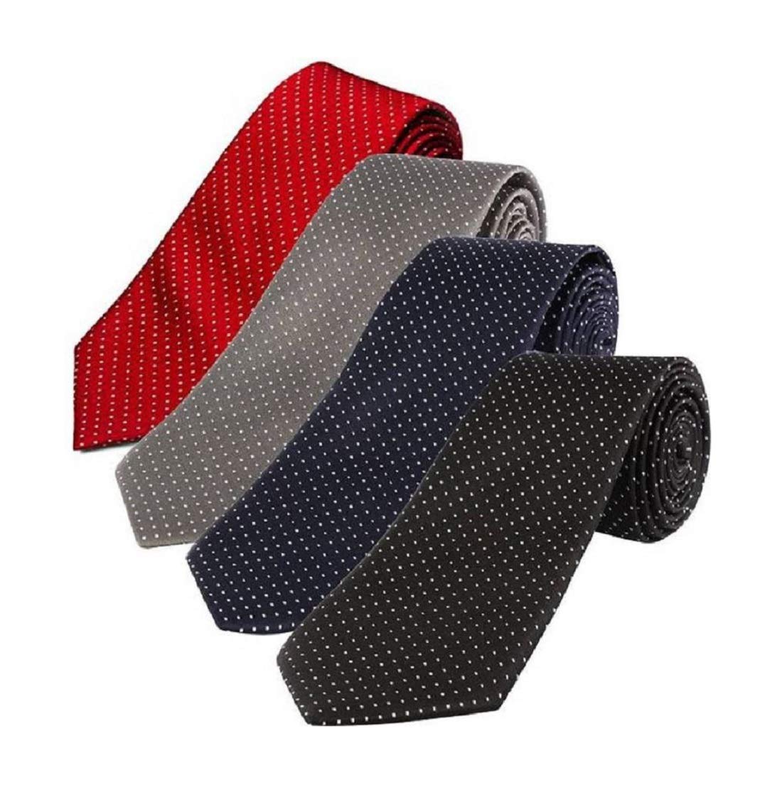 Alcove Men's/Boys Black,Red,Grey and Navy Blue Pin Dot Micro Fiber Blend Tie Combo (2.75inch Broad)-image-18