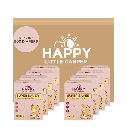 Miniatura 30 de Happy Little Camper Pañales Super Saver, talla 4, 100 unidades | Pañales desechables económicos para piel sensible | Hipoalergénicos, sin fragancia,