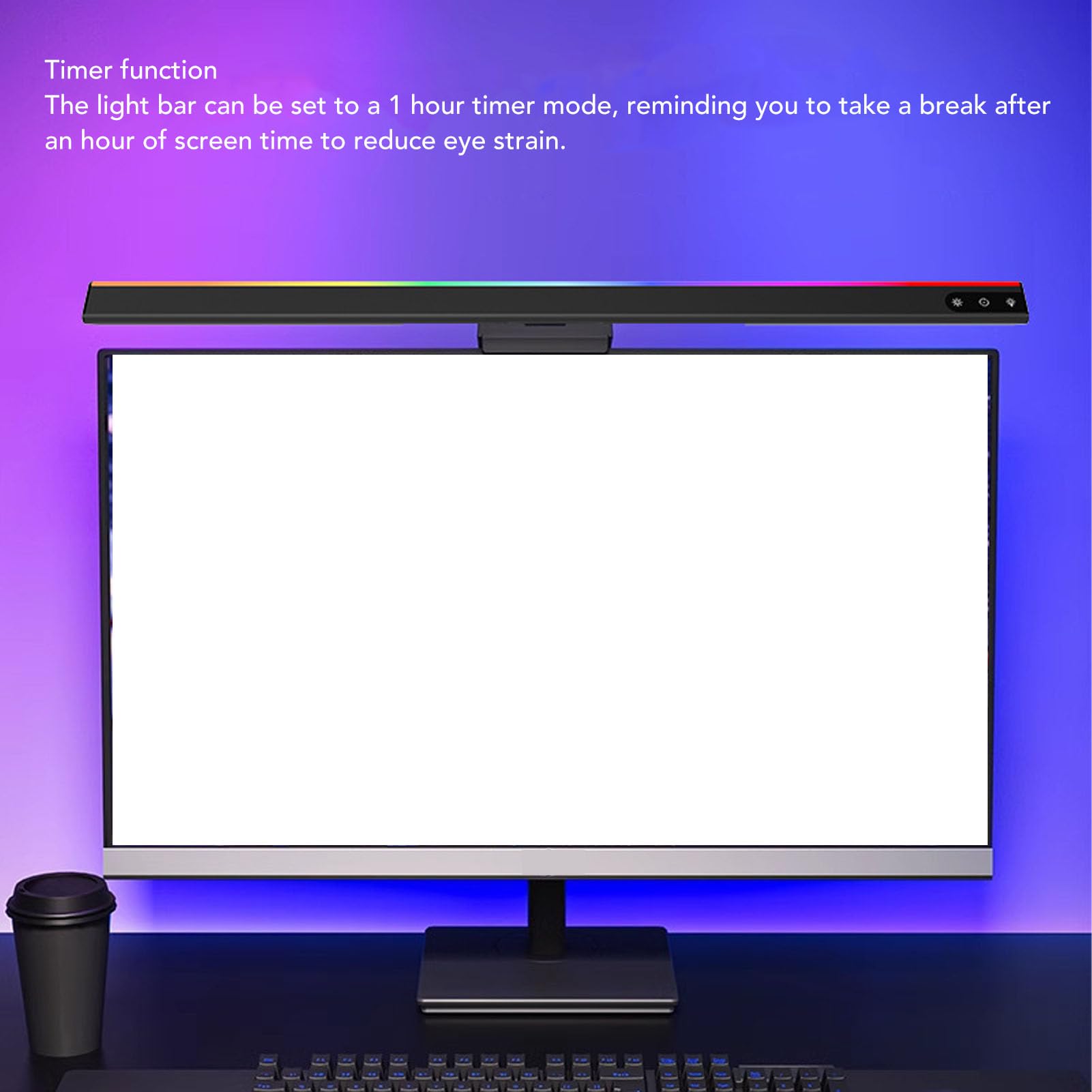 Barre Lumineuse pour Écran, Barre Lumineuse pour Ordinateur avec Rétroéclairage RGB, 5 Températures de Couleur et Réglage Continu de l'Intensité, pour un Bureau de Gaming