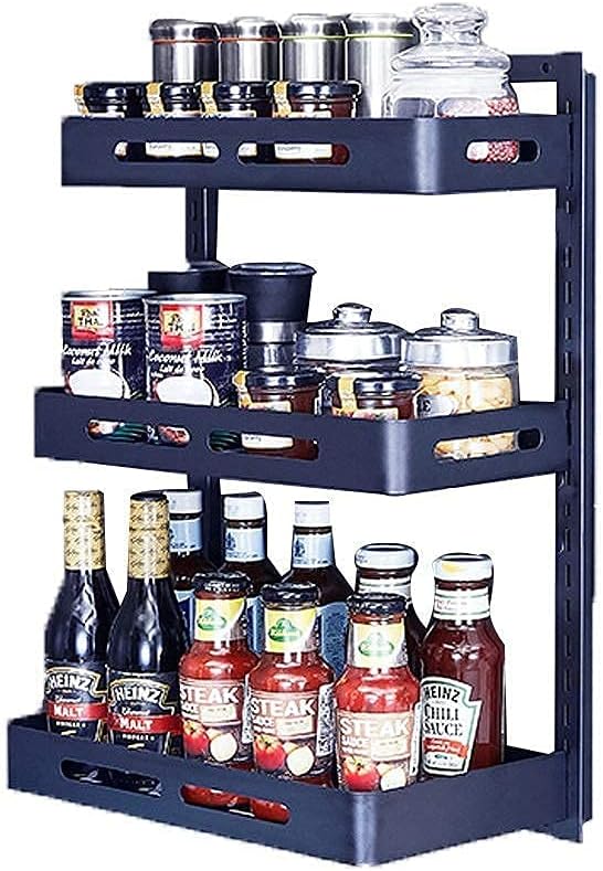 Wall-Mounted Kitchen Shelf 201 Stainless Steel Wall-Mounted Drain Rack Condiment Storage Rack Punch-Free Knife Holder (Size : 40 * 19.*55.5cm) zhuang94 (Size : 35 * 19.*55.5cm)