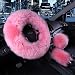 Soft Wool Handbrake Cover,Silence Shopping Winter Warm Australia Pure Plush Gear Shift Cover Steering Wheel Cover Guard Truck Car Accessory 14.96"x 14.96" 1 Set 3 Pcs (pink)