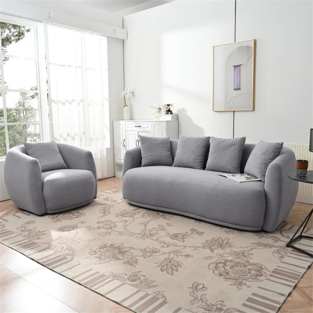 Upholstered Sofa Set, Arm Chair for Living Room and Bedroom,with 5 Pillows