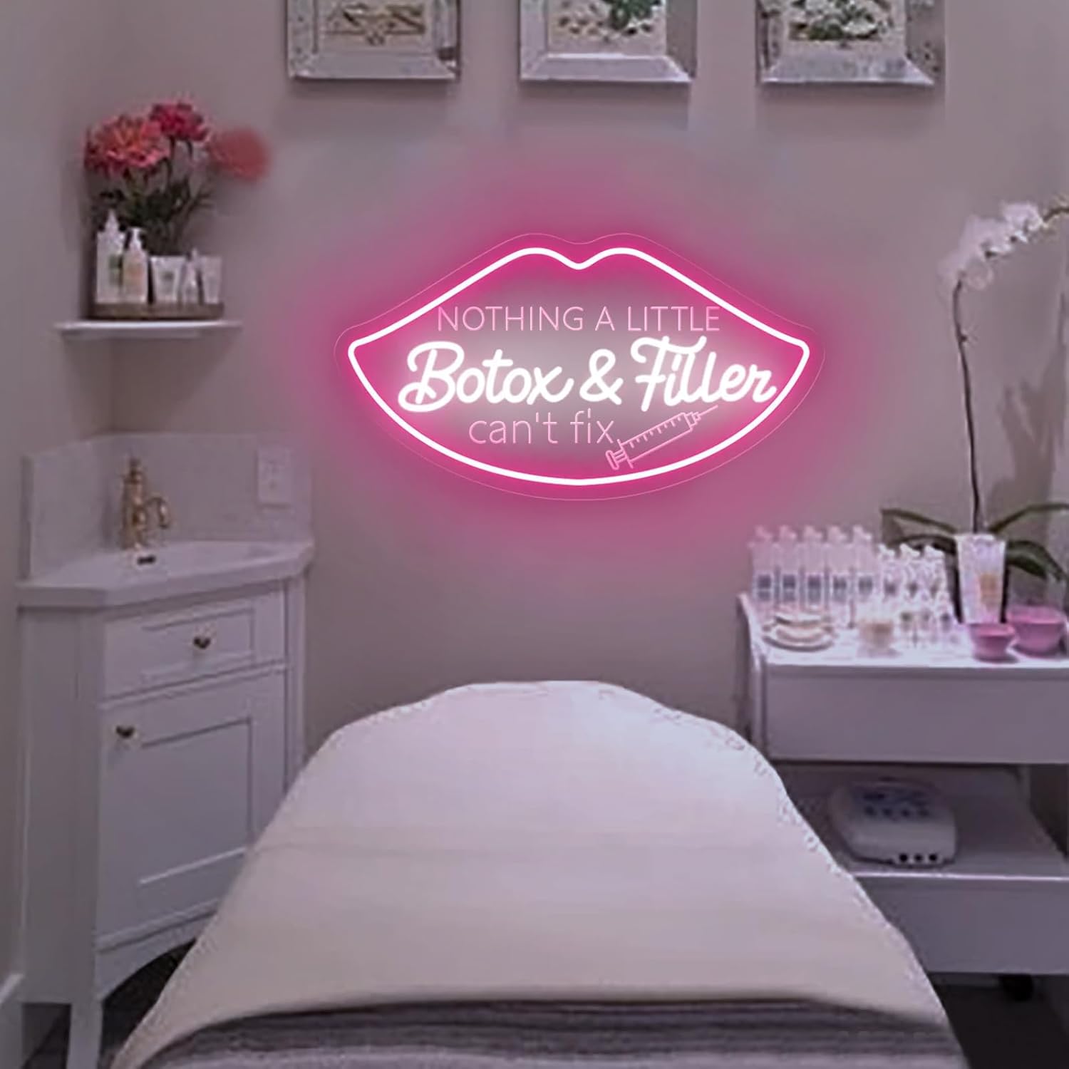 Nothing A Little Botox Filler Neon Sign 23 inches LED Lips Filler Botox Medspa Beauty Salon Light Up Signs for Med Spa Injection Beauty Salon Business Decorations
