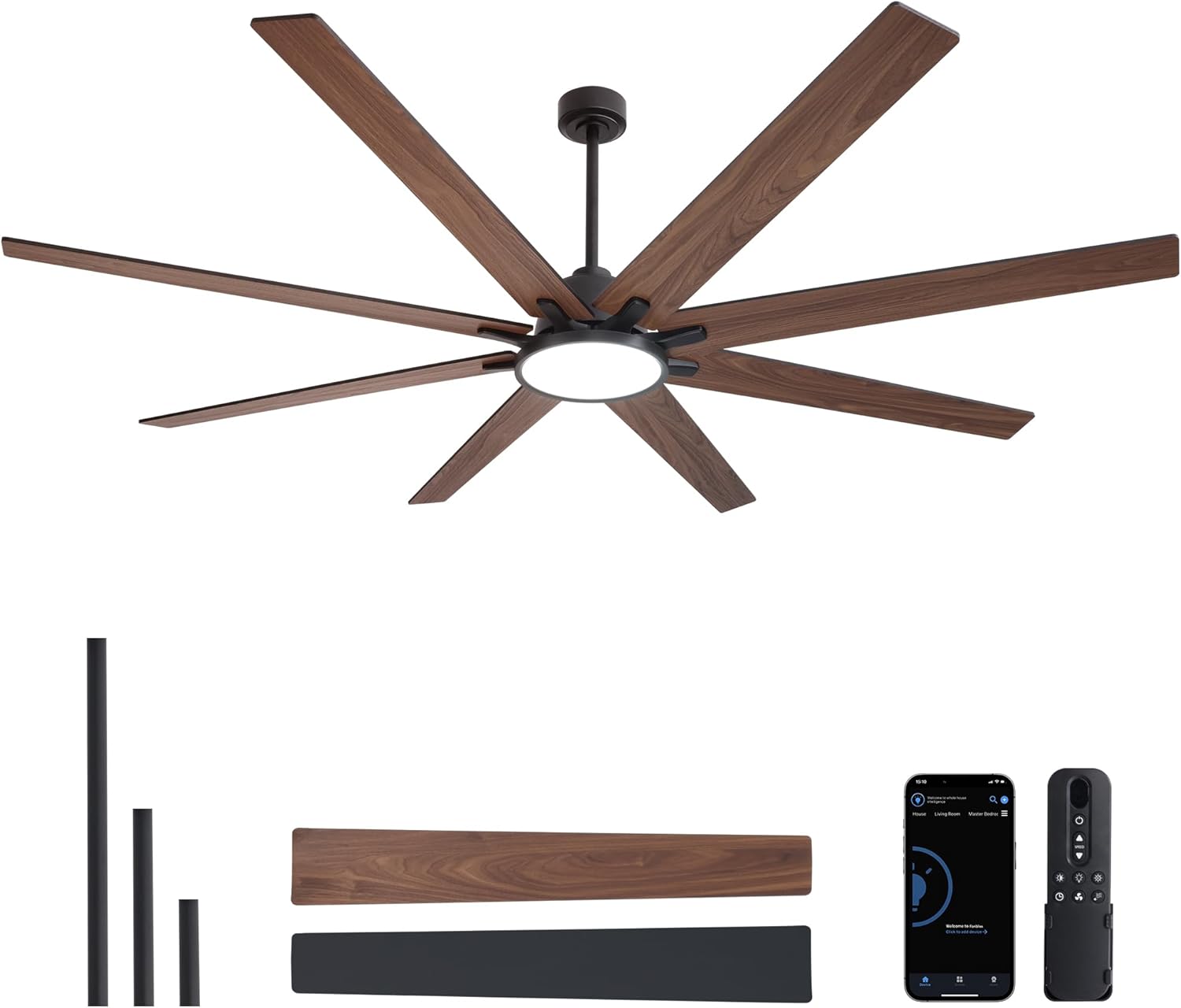 Fanbliss 84 Inch Large Ceiling Fans with Lights and Remote Control for Living Room, Modern Ceiling Fan with Quiet Reversible DC Motor, 3CCT, Dimmable LED for Garage, Patio, Indoor, Outdoor