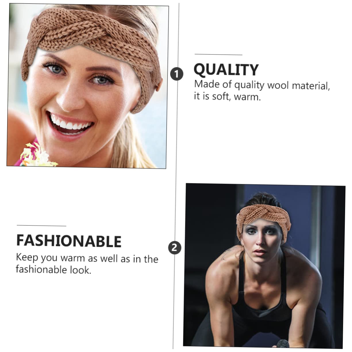 TINEASUR 4pcs Knitted Furry Headband Head Cover for Women Warm Ear Warmers with Button Wrap for Random Color