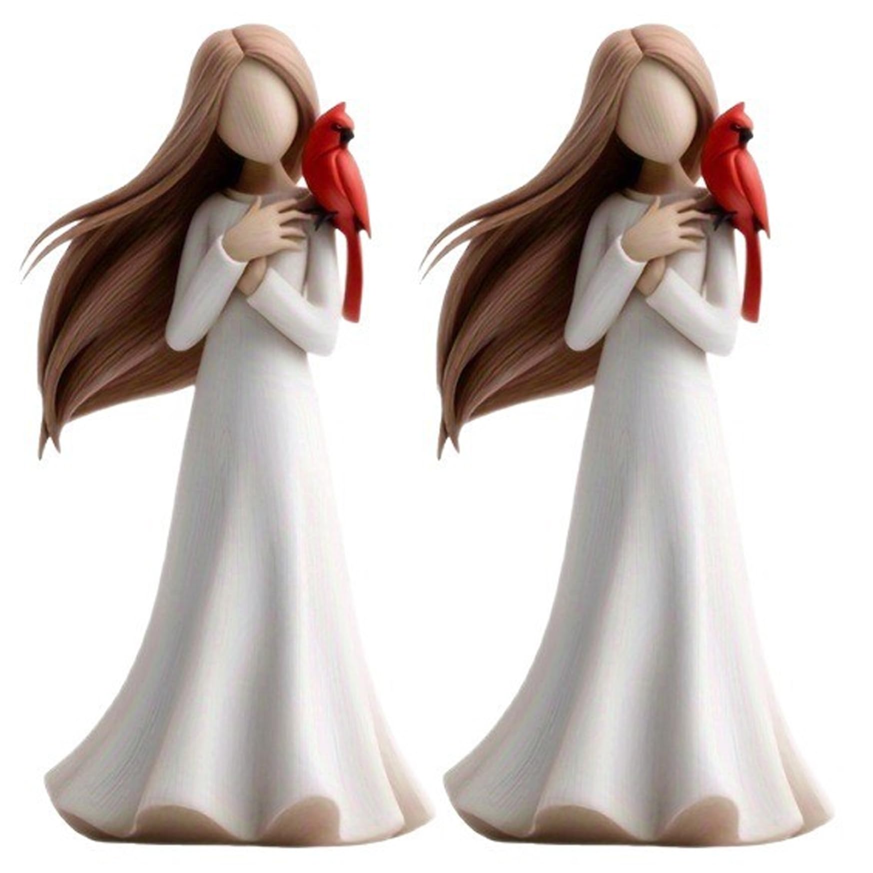 Figurines d'ange en résine blanche, lot de 2 statues minimalistes de décoration de bureau