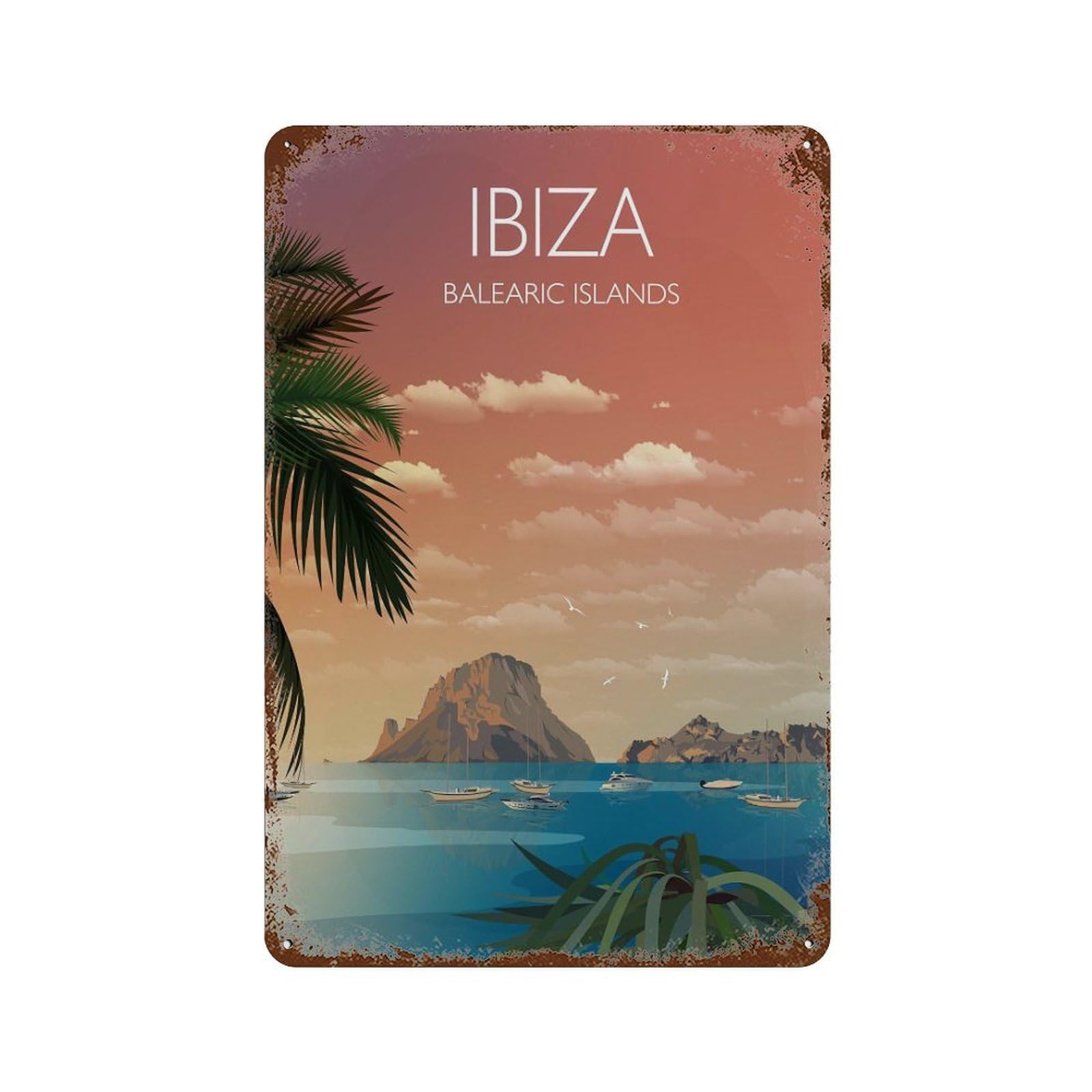 xiaoxiaoshen Travel of Ibiza Balearic Islands Wall Decor Art Metal Tin Poster Modern Home Decor Art Home Bar Shop Decorations Vintage Sign 30x20cm