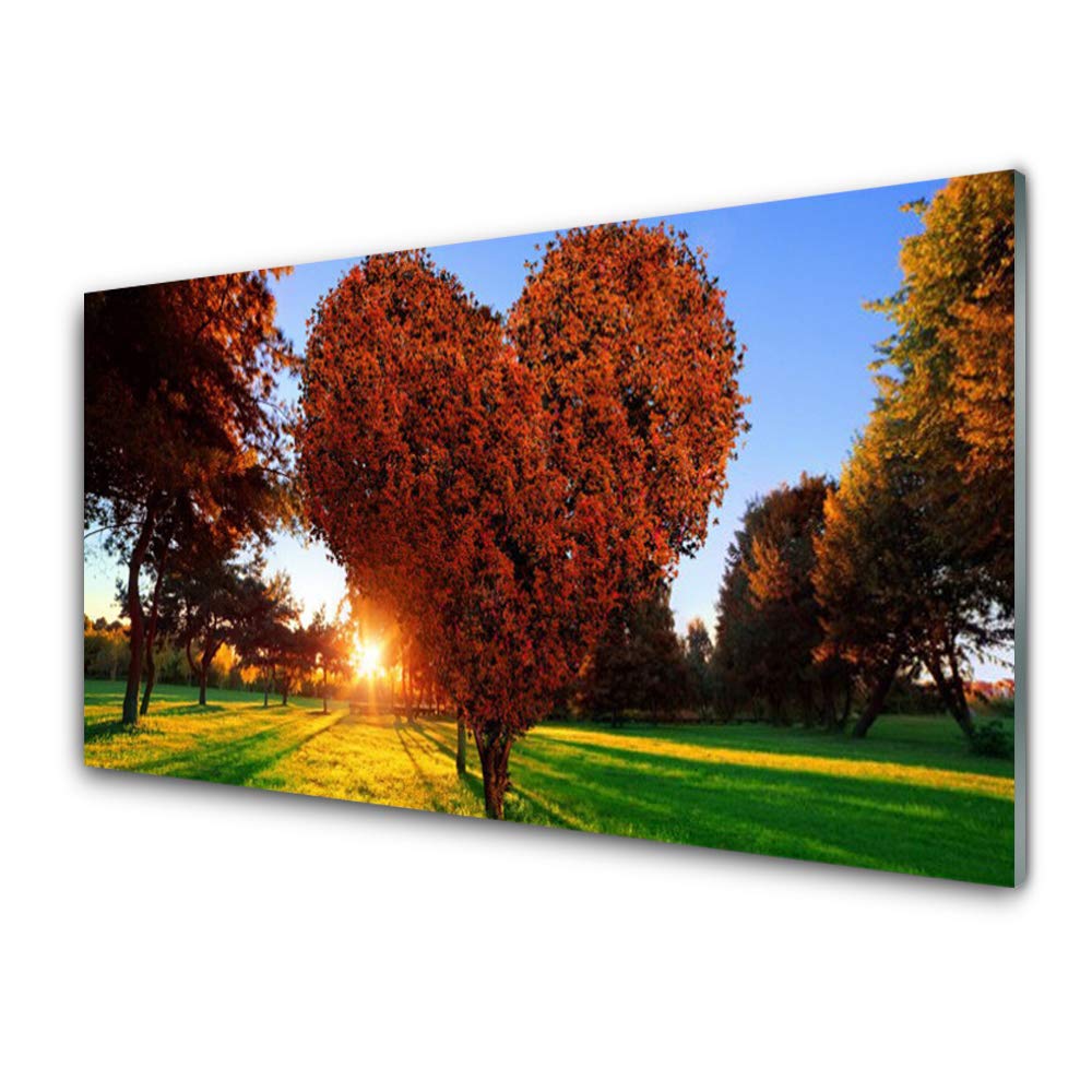 Tableau en verre trempé 100x50cm Tulup nature sun arbres pour déco murale