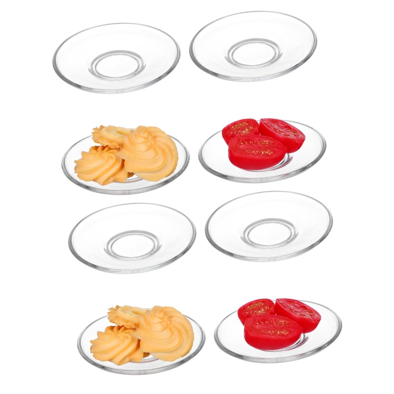Mikinona Clear Glass Saucers Set of 8 Round 3.54 Inch Decorative Coffee Saucers and Snack Storage Plates for Home Restaurant Tea Room Use