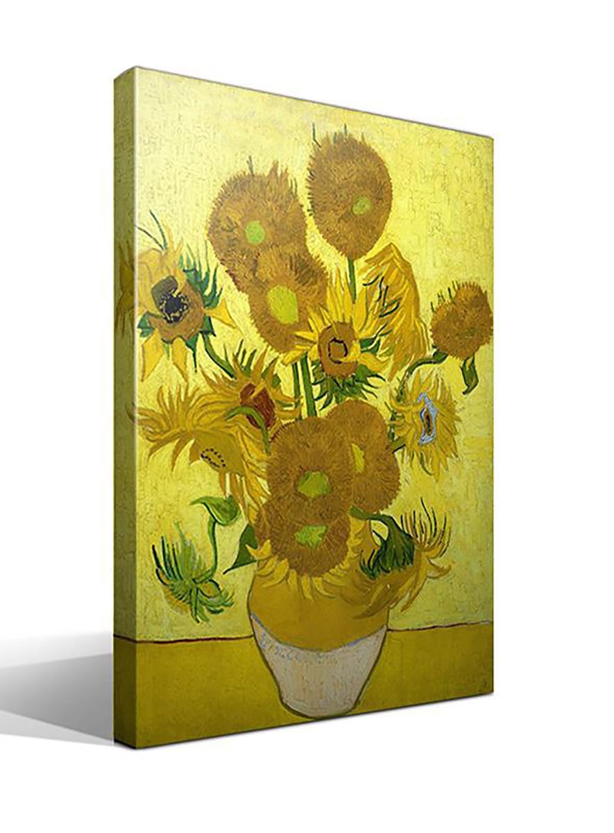 Girasoles | Vincent van Gogh | Post-impresionismo | Cuadro Canvas Wall Art | Impresion Giclee lienzo algodon puro | Bastidor 3cm | 55x75cm