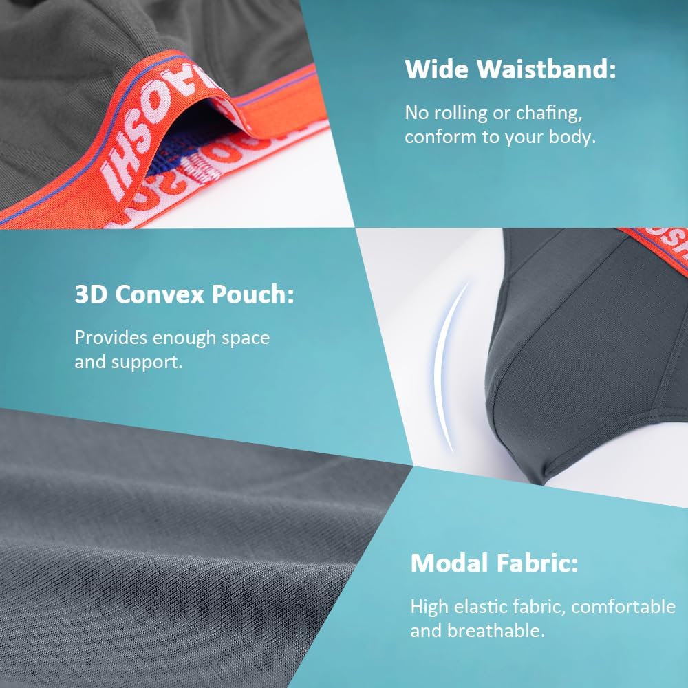 HOOFESAN Mens Modal Microfiber Underwear Briefs Low Rise Support Brief Elastic Waistband Briefs Underpants 4 Pack - Image 6