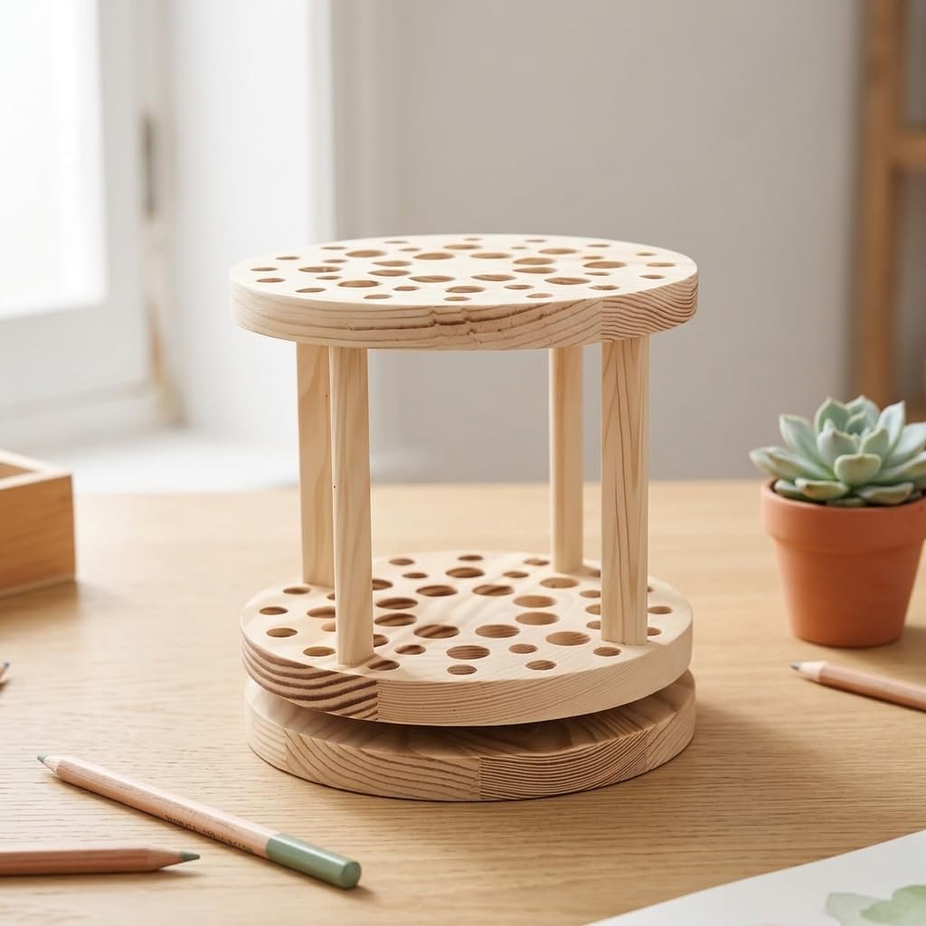 LIFKOME Paint Brush Holder 1 Piece Rotating Tabletop Organizer