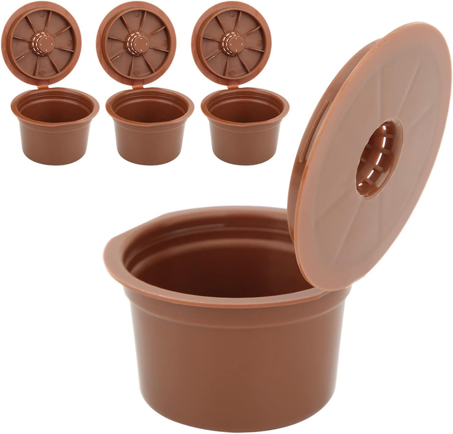 Reusable Coffee Capsule Filter Cup for Caffitaly Refillable Accessory for Coffee Machine Fans Brown Plastic, 3Pcs for Lovers