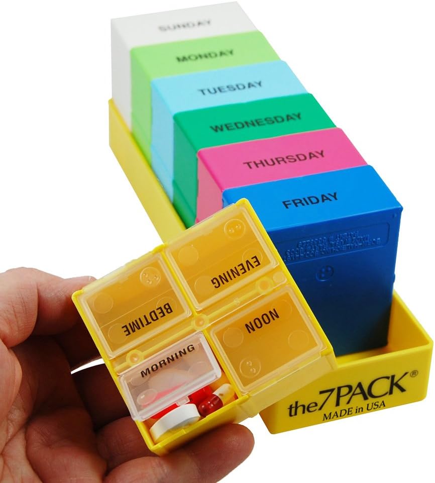 Borin-Halbich The 7 Day Pill Organizer with 7Pack Deep Tray, 4 Compartments