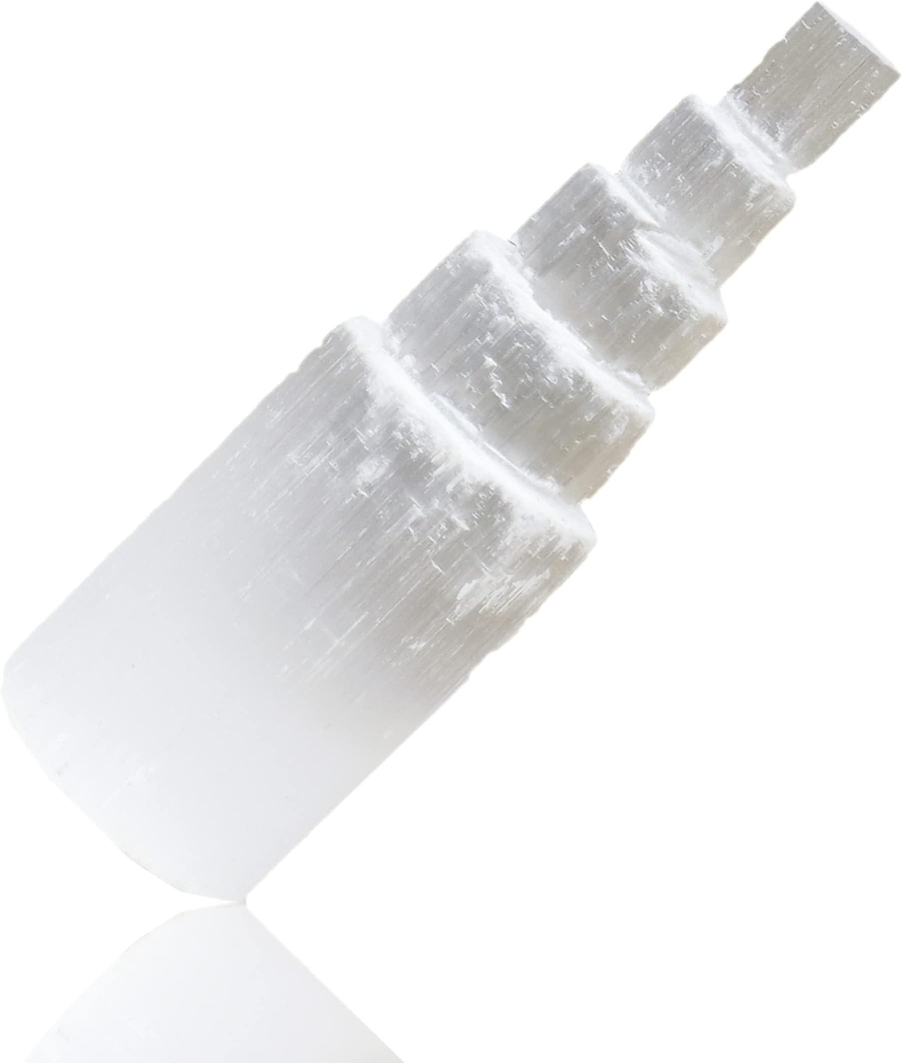 REBUY Natural White Selenite Crystal Skyscraper Tower | 10CM Raw Rough Healing Stone for Reiki, Chakra, Vastu, Positive Energy, Meditation, Spiritual Guidance, Good Luck, Peace