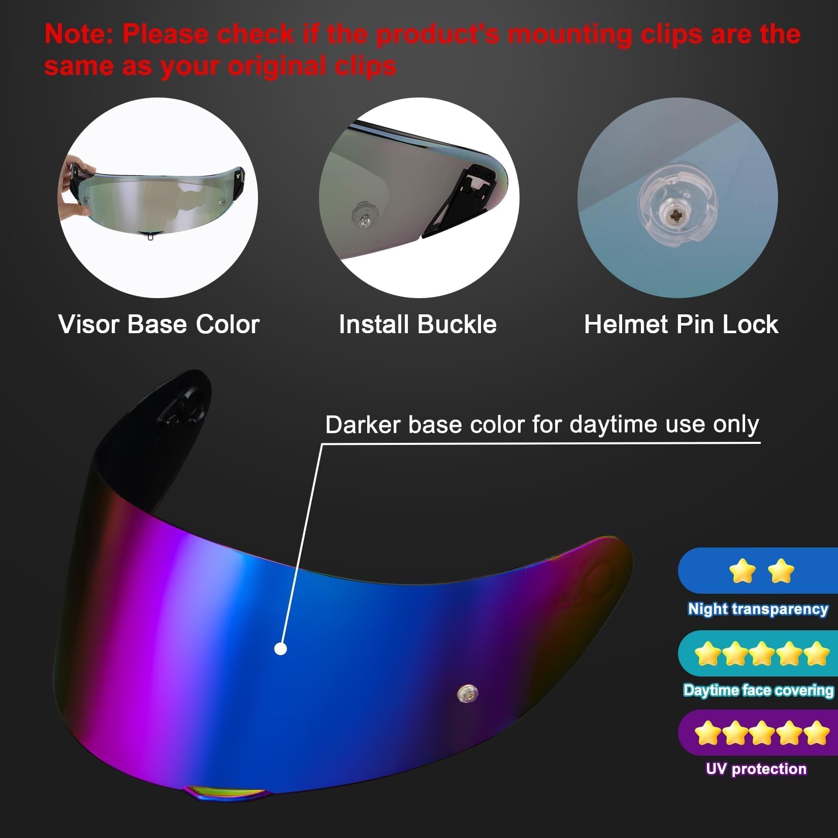 PSLER k1s Visor - k1 Helmet Visor k3sv Tinted Visor k5 Face Shield Replacement for k1 k1s k3sv k5,Rainbow - Image 4
