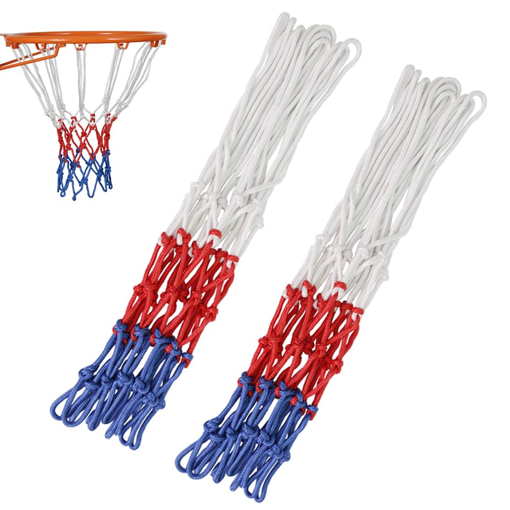 Rete Da Basket 12 Anelli In Nylon - Rosso/Bianco/Blu Per Canestro Standard