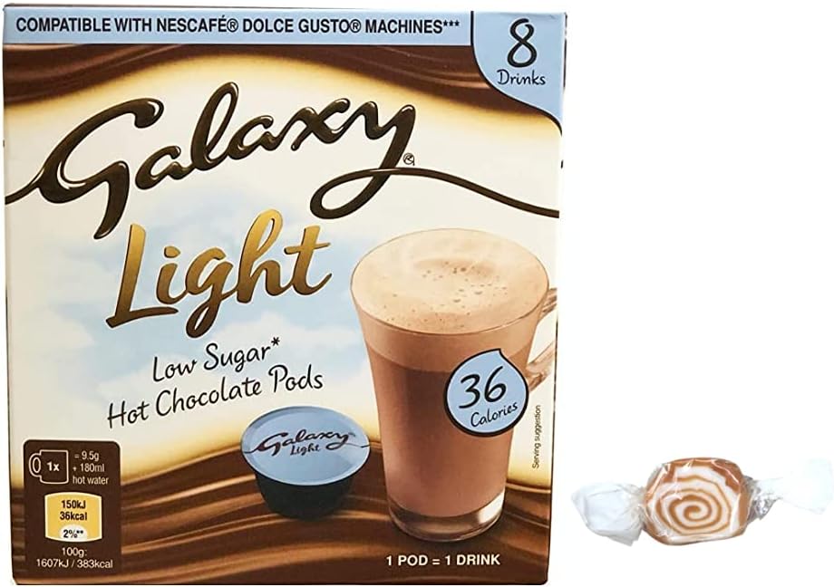Galaxy Hot Chocolate Pods Variety Selection (Galaxy light) with Bourbon Biscuits and Nuade Toffee