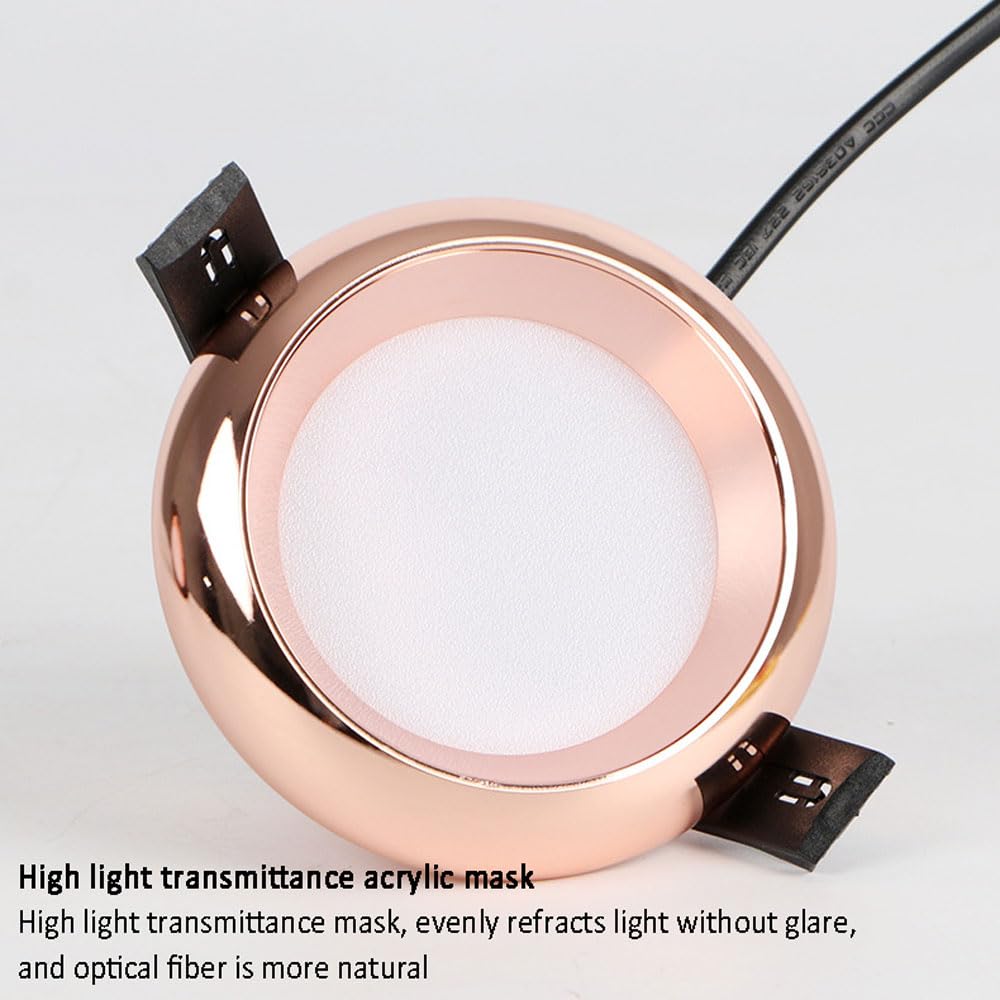 4 Sztuki Wpuszczanych Lamp Sufitowych Led, 3,5-Calowa Metalowa Oprawa Oświetleniowa 3Cct, Ściemnialna, Regulowana Temperatura Barwowa 3000K/4000K/6000K, Różowozłota Listwa Maskująca, Oświetlenie Led