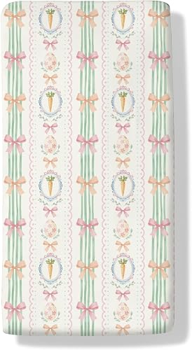 Easter Bows Carrots Baby Boys Girls Crib Sheets Vintage Easter Eggs Boho Floral 