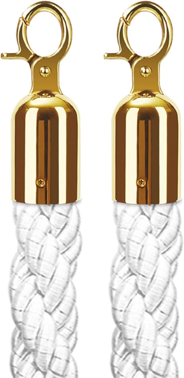 Corda di Chiusura 2 pacchi Gancio a Scatto in Acciaio Inossidabile Dorato for Appendere la Corda del candeliere for la Fiera Commerciale della Scuola Materna, 32 mm(White,120cm/47.2 in)