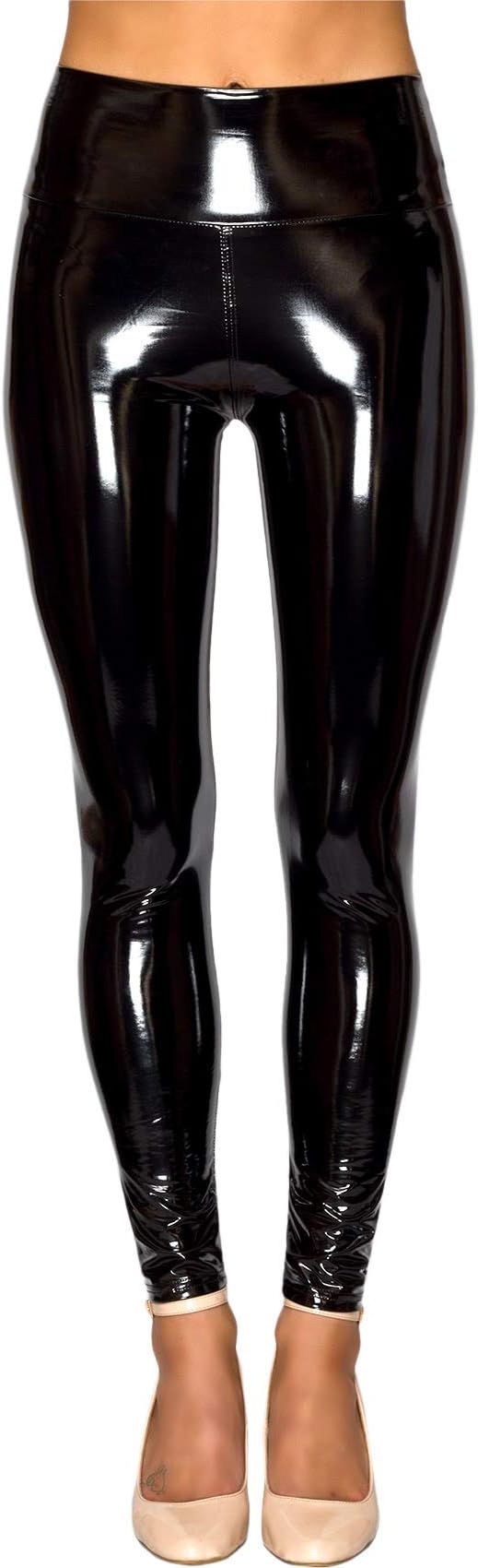 Lexi Fashion Womens Wet Look Shiny Vinyl PVC High Waist Stretch Leggings