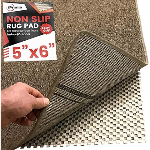 iPrimio Non Slip Area Rug Corner Gripper Pad 5x6 for Bathroom, Indoor, Kitchen and Outdoor Area - Extra Grip for Hard Surface Floors - Carpet Gripper for Hardwood or Tile Floors - Rug Slip Stopper Cover