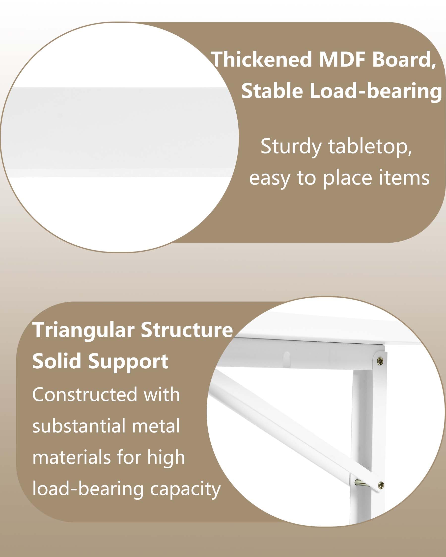 Table murale pliante 100 x 60 cm - Table murale pliable et peu encombrante - Pour bureau, cuisine, buanderie, montage mural - Blanc
