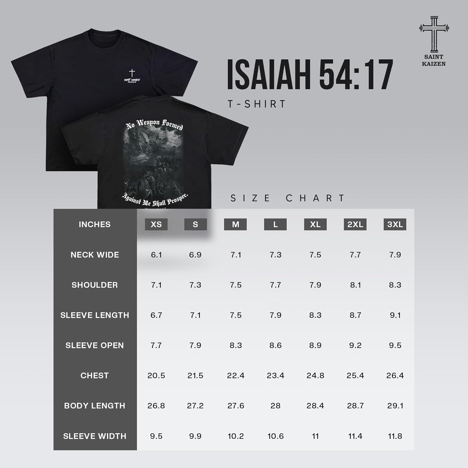 Isaiah 54:17 Tee Shirt – Black | Oversized Christian Gym Tee, Faith-Inspired Fitness Apparel Black - Image 4