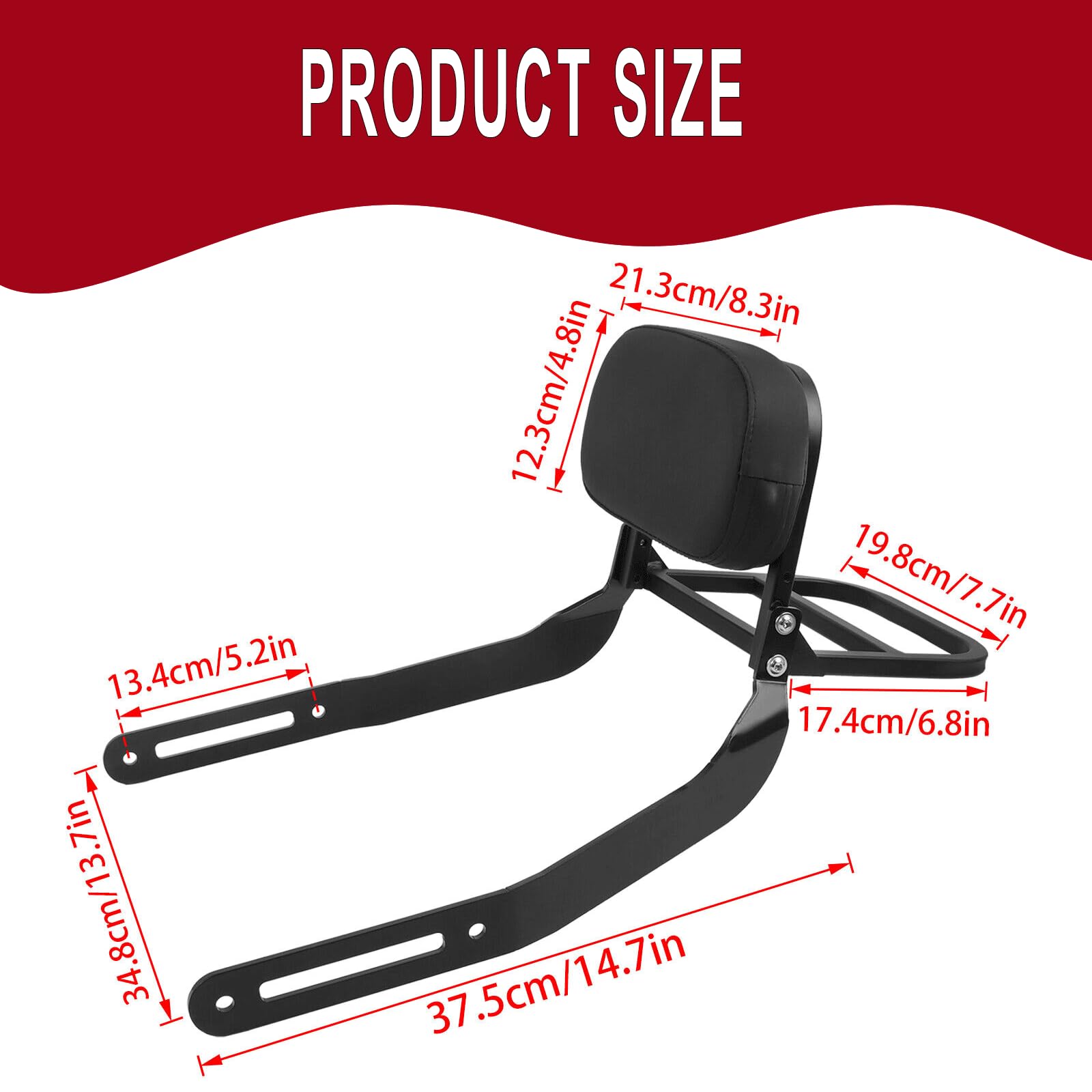 Moto Sissy Bar Schienale Posteriore Sedile Passeggero Sostituzione per Kawasaki Eliminator 500 2024 Rimovibile Schienale Pad